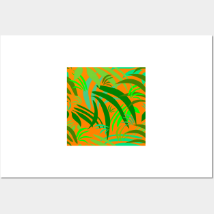 Fronds on Orange Repeat 5748 Posters and Art